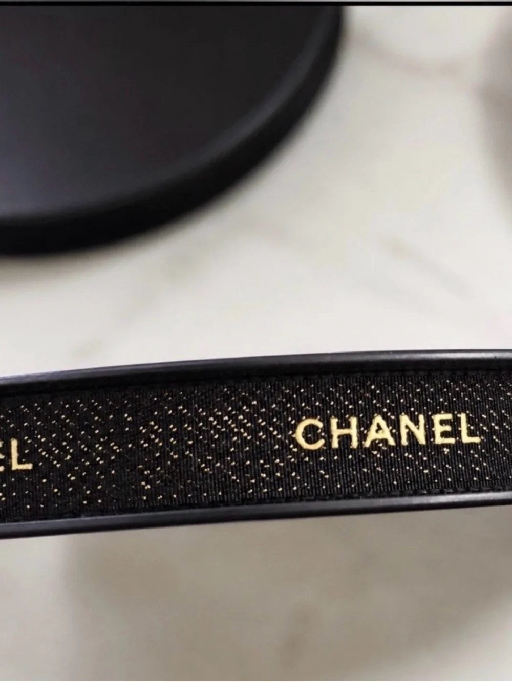 Authentic CHANEL Black Gold Logo Ribbon Full Roll 25m Rare Holiday 2019